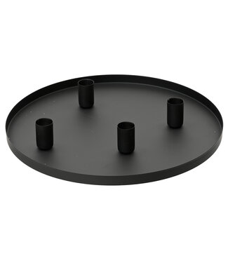 Plateau porte-chandelles rond noir