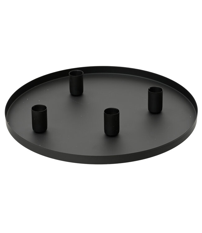 Plateau porte-chandelles rond noir | Élégance intemporelle pour votre décor