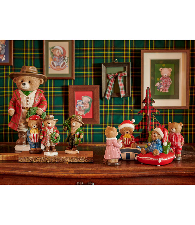 Ourson manteau vert et sapin | Douceur et charme de Noël