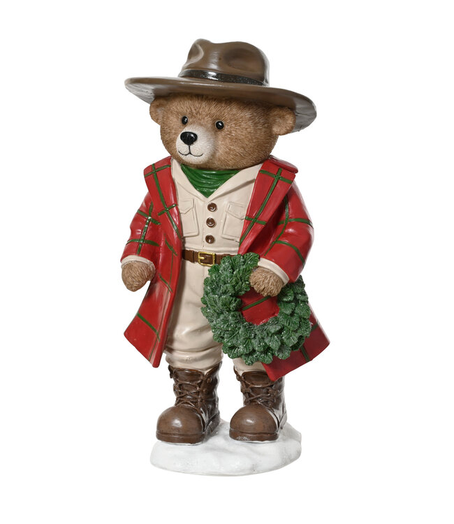 Ourson manteau rouge et couronne 13 po | Douceur et charme de Noël