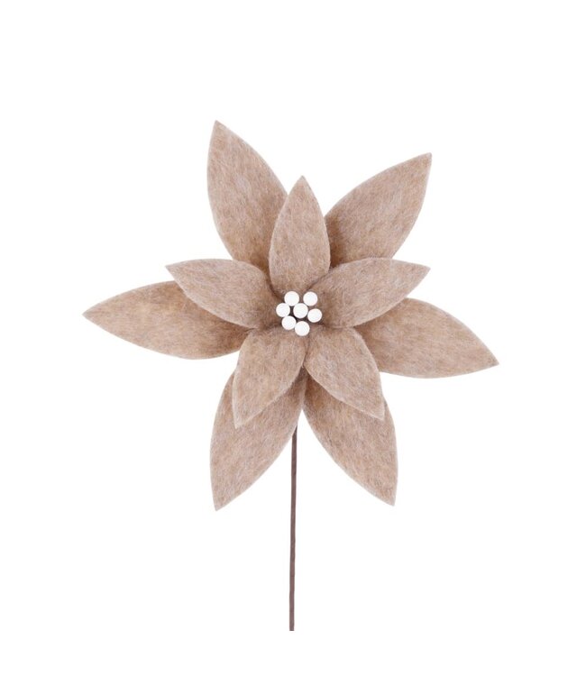 Tige de poinsettia naturel en laine | Fleur douce et délicate pour décor chaleureux