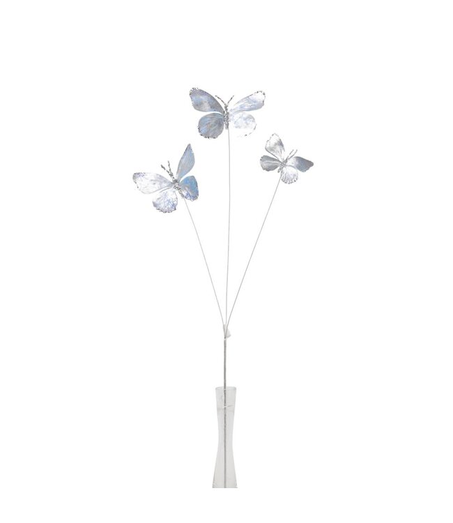 Papillons métalliques  bleus sur tige | Décoration délicate aux reflets lumineux