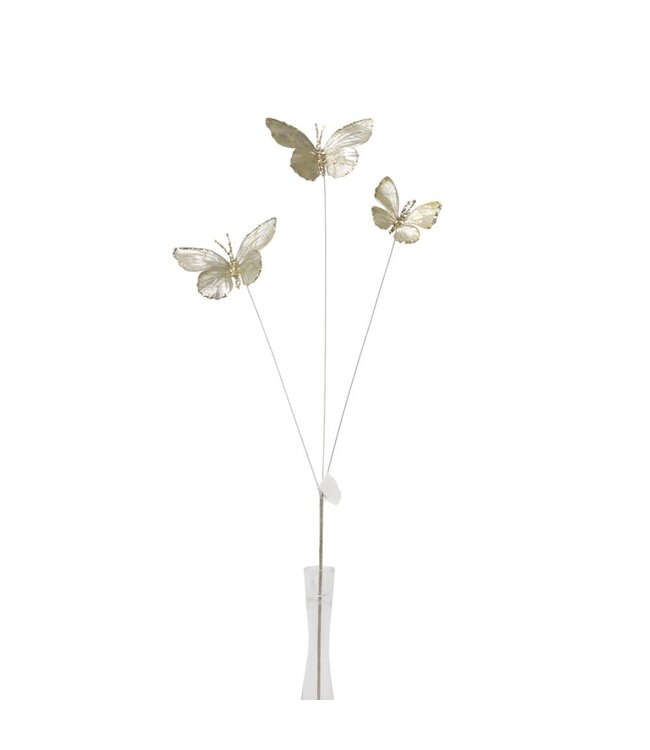 Papillons métalliques dorés sur tige | Décoration délicate aux reflets lumineux