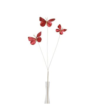 Papillons métalliques rouges sur tige