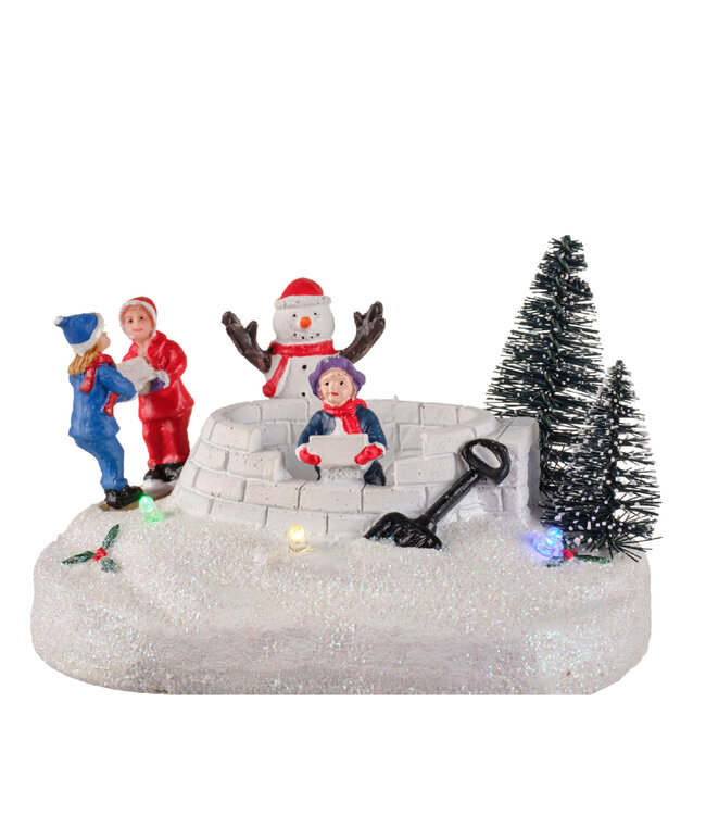 Enfants et Igloo LED | Scène hivernale pour village de Noël