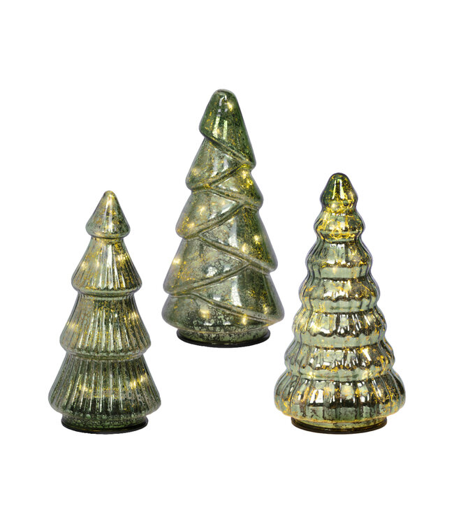 Sapin en verre LED (3 ass.) | Décoration scintillante et élégante de Noël