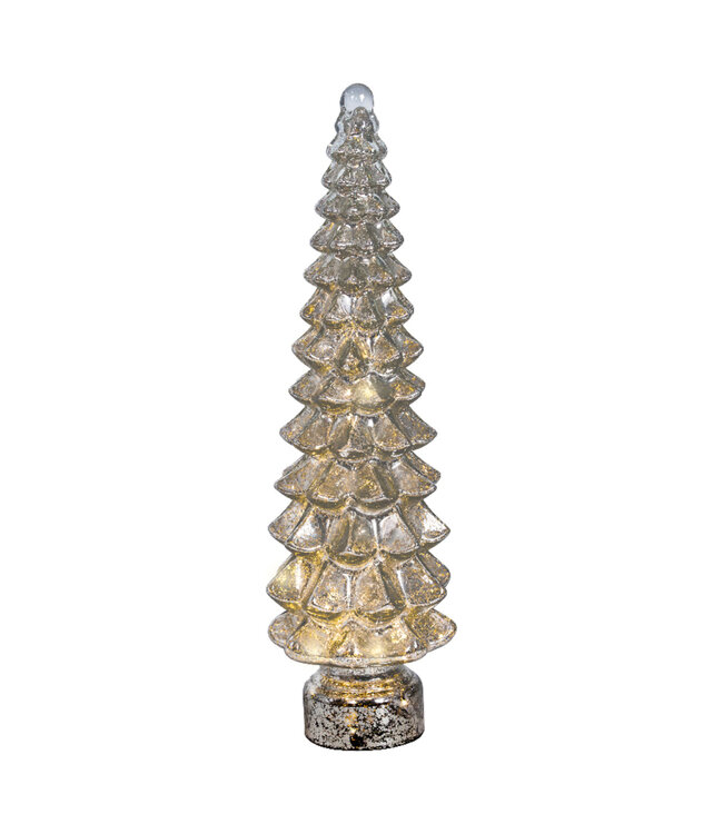 Sapin en verre argent scintillant | Décoration lumineuse de Noël