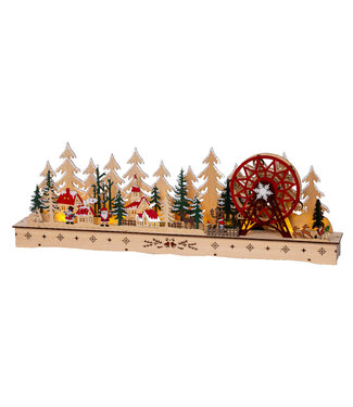 Village et grande roue en forêt