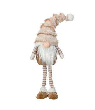 Gnome sur pied beige et blanc 26,5 po