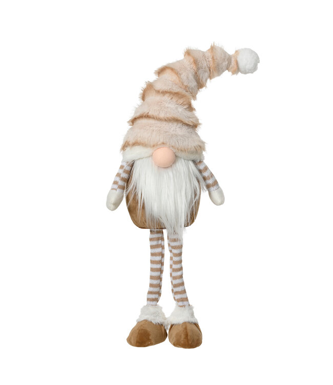 Gnome sur pied beige et blanc 26,5 po | Élégance et charme pour votre décor