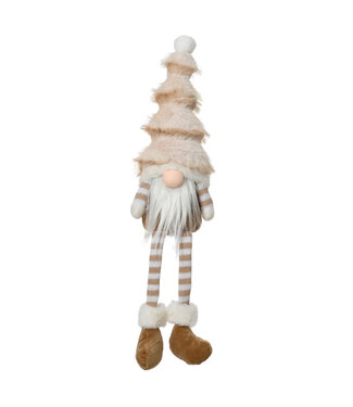 Gnome sur pied beige et blanc