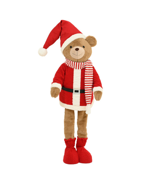 Ourson sur pied rouge et blanc | Magie et douceur de Noël