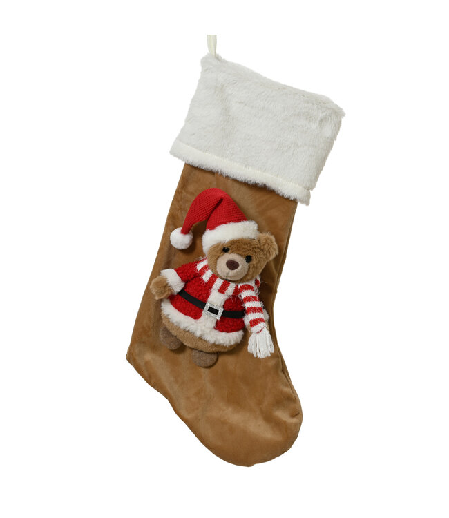 Bas de Noël brun, ourson | Douceur, charme et chaleur des Fêtes