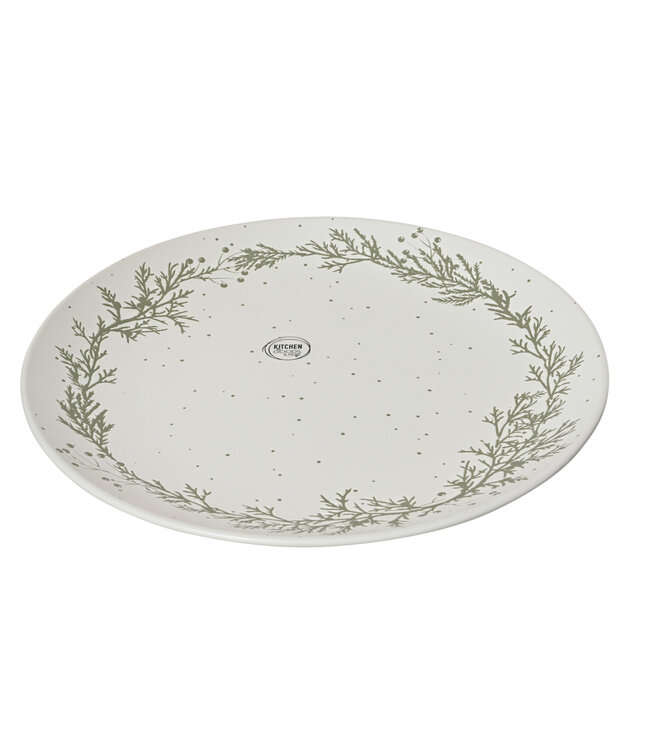 Assiette blanche branche et baies | Élégance hivernale et charme de Noël