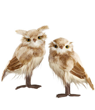 Hibou décoratif brun et blanc