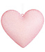 Ornement cœur rose enneigé