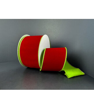 Ruban velours rouge et vert lime Ruban velours rouge et vert lime