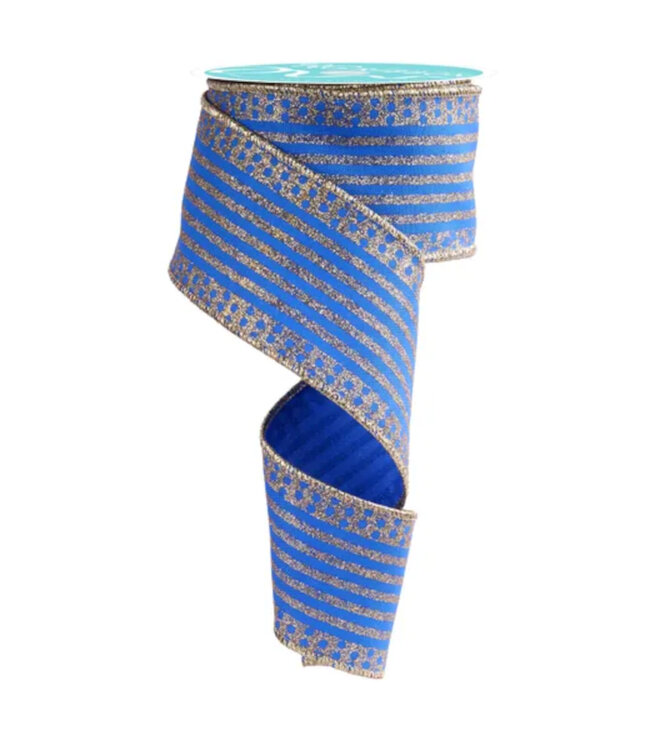 Ruban bleu royal ligné or | Décoration élégante et raffinée