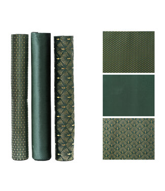 Chemin de table vert satin et or (3 ass.)