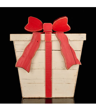 Cadeau emballé en bois blanc