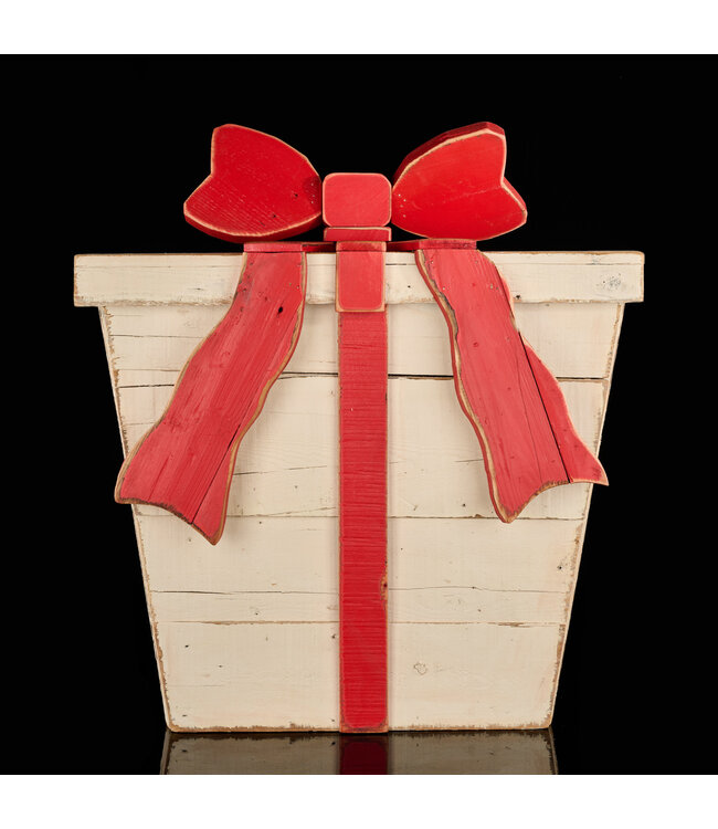Cadeau emballé en bois blanc | Décor chaleureux du temps des fêtes