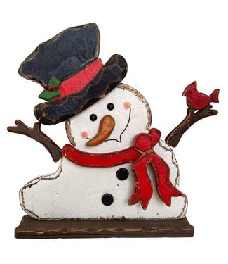 Bonhomme de neige avec cardinal
