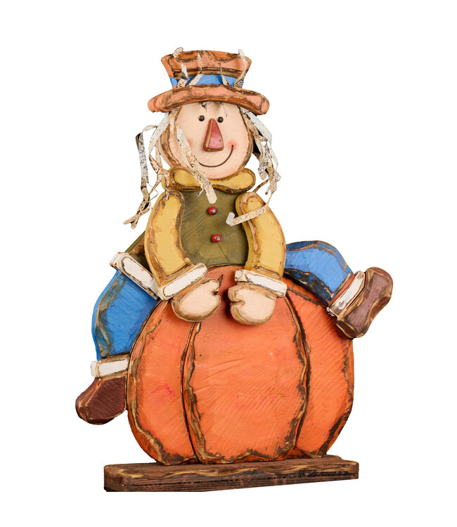 Épouvantail & citrouille en bois |Déco Halloween artisanale