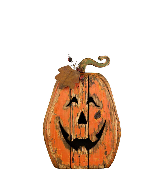 Citrouille en bois souriante | Halloween rustique
