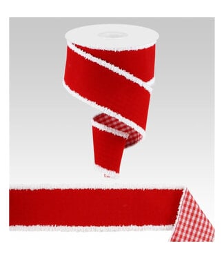 Ruban velours rouge revers carreaux