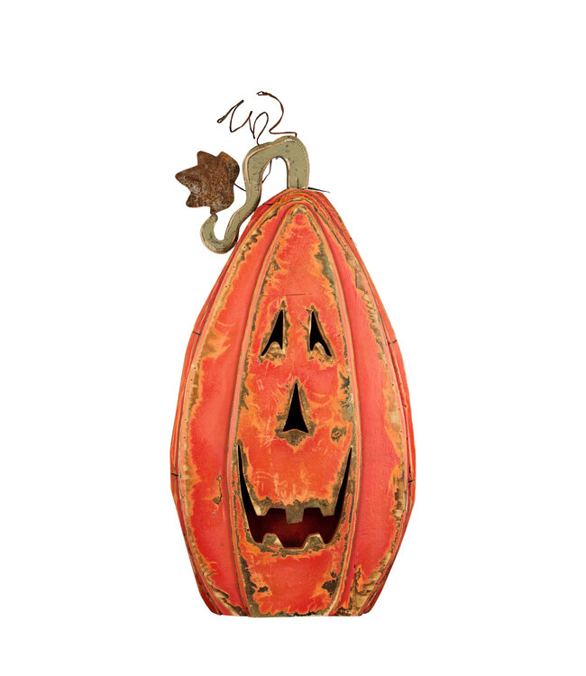 Jack-O citrouille  souriante en bois | Décoration rustique d'Halloween