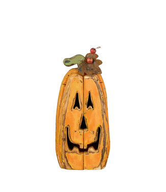 Jack-O citrouille souriante en bois jaune orange