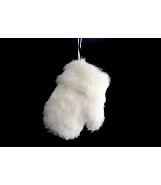 Mitaine de fourrure blanche suspendue | Décoration de Noël raffinée