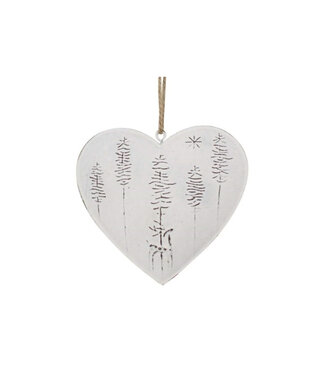 Cœur suspendu en métal blanc