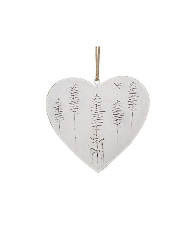 Cœur suspendu en métal blanc | Décoration élégante et intemporelle