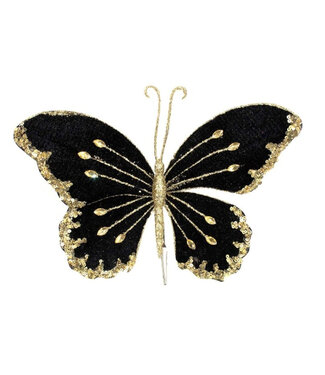 Papillon noir et or sur clip