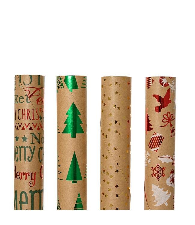 Papier d'emballage kraft (4 ass.) | Emballage naturel et élégant pour vos cadeaux