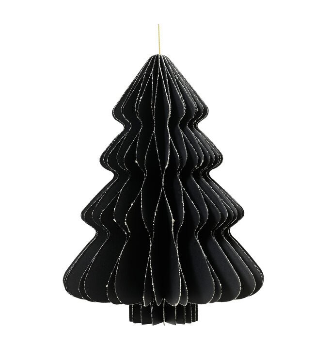 Ornement sapin en papier noir | Élégance pour votre décor de Noël