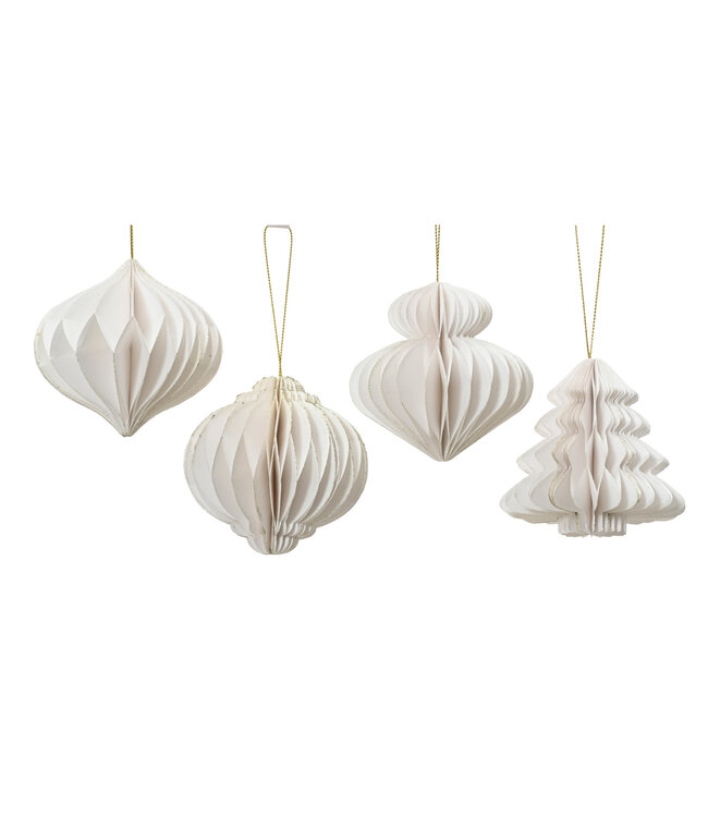 Ornement en papier blanc  (4 ass.) | Décoration chaleureuse pour Noël