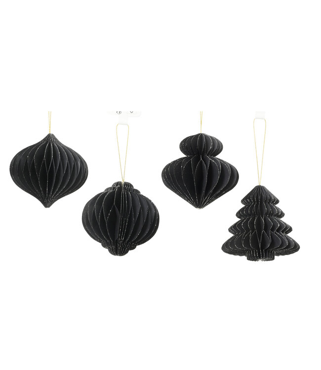 Ornement en papier noir (4 ass.) | Modernité et raffinement pour vos décorations