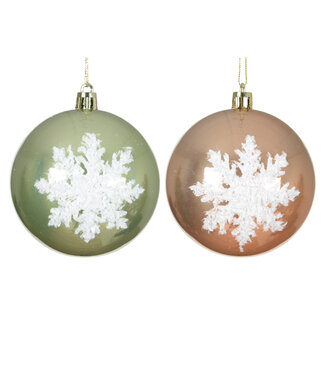 Boule flocon vert ou rose (2 ass.)