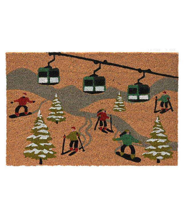 Tapis coco skieurs et téléphériques | Décoration extérieure pour la maison