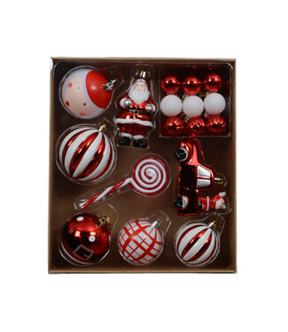 Ensemble d'ornements rouge et blanc