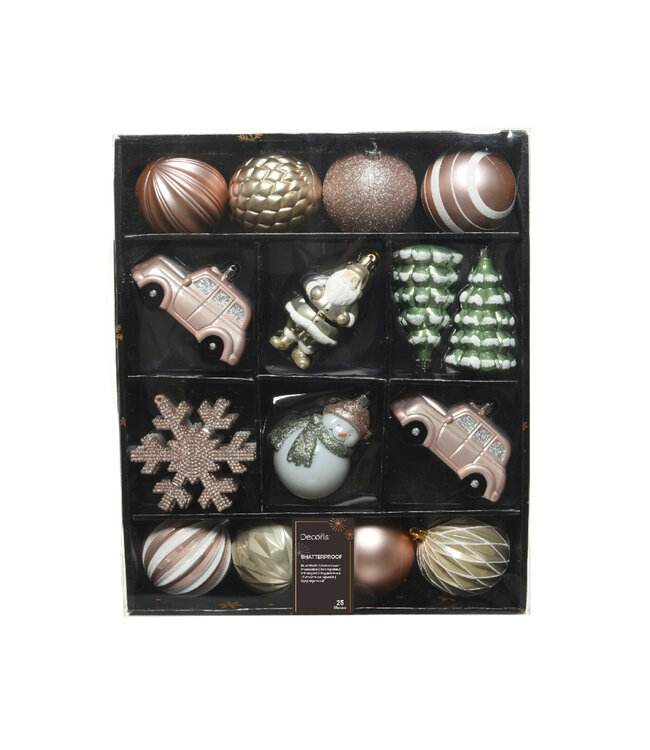 Ensemble d'ornements rosâtre | Décorations raffinées et festives à suspendre