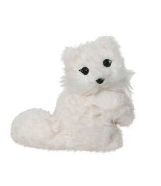 Renard décoratif blanc en fourrure