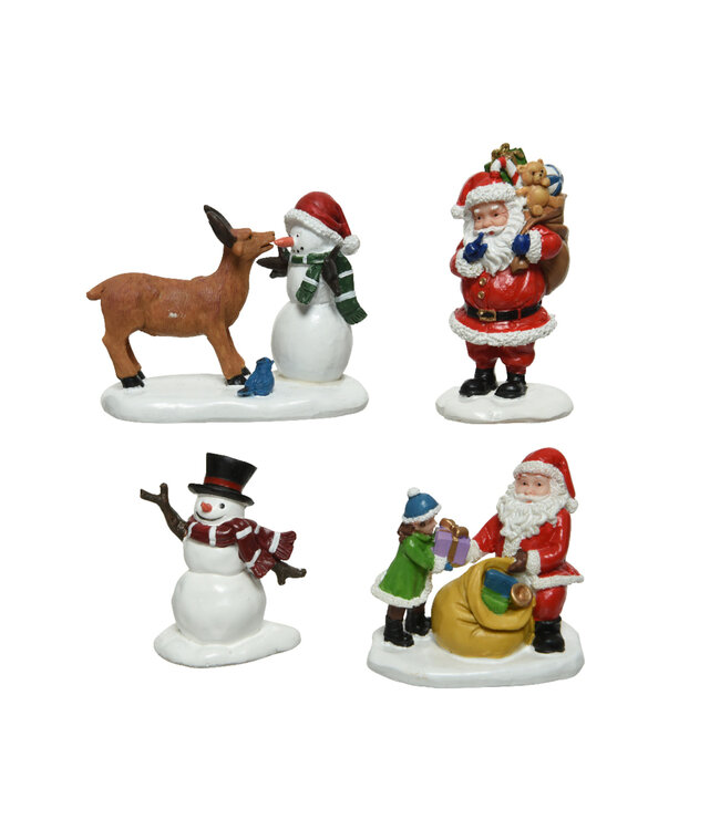 Figurines Père Noël et bonhomme de neige(2 ass.) | Décoration de village de Noël |