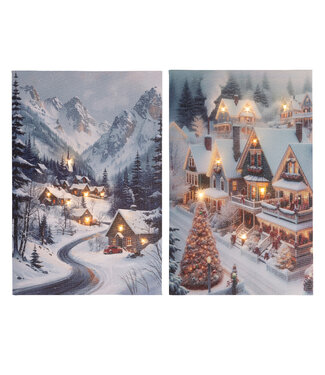 Cadre lumineux village d'hiver (2 ass.)