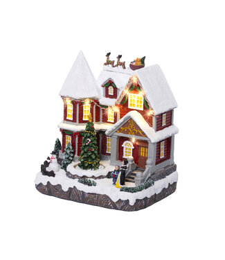 Maison illuminée rouge à deux étages Maison illuminée rouge à deux étages