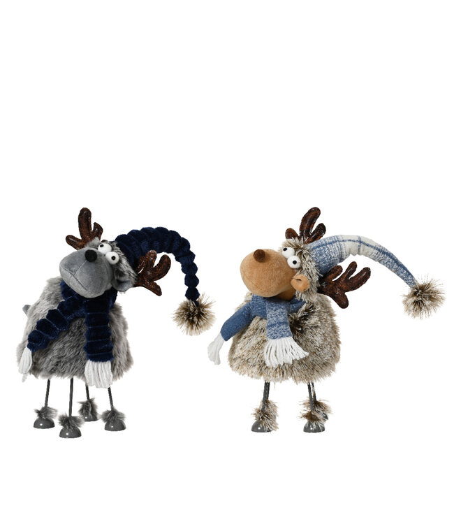 Renne décoratif en fourrure (2 ass.) | Décoration hivernal
