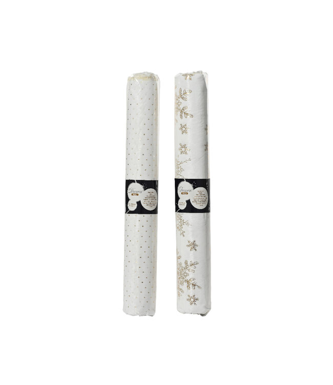 Chemin de table blanc et or (2 ass.) | Accessoire décoratif de Noël