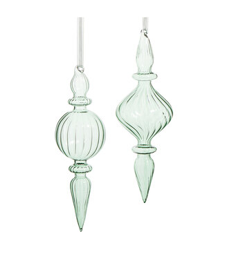 Ornement en verre pinacle vert (2 ass.)
